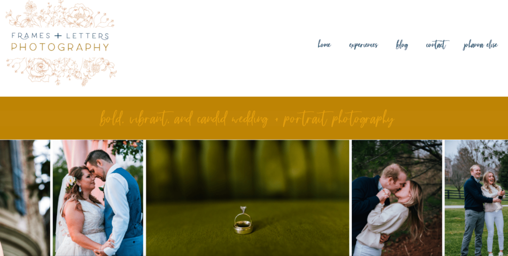 frames and letters photography homepage