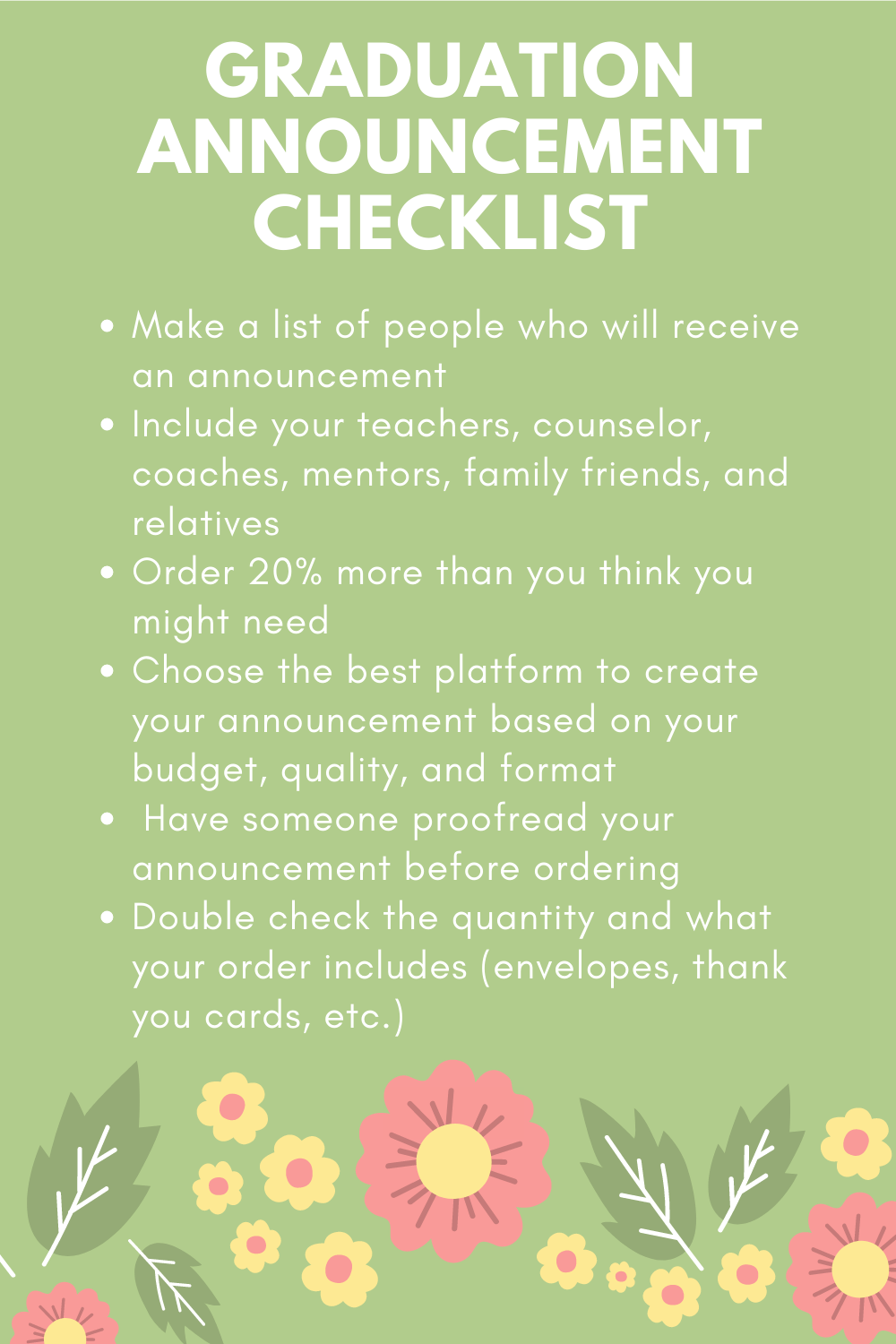 A graduation announcement checklist