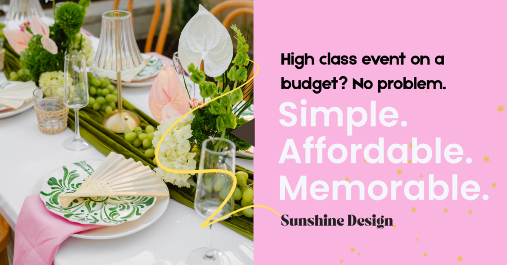 An example of a sponsored ad with an event design image that says "Simple. Affordable. Memorable."