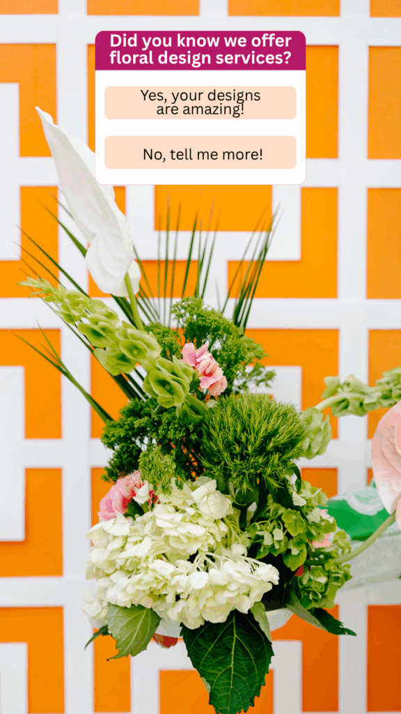 An example using brand photos in an Instagram story with a poll for engagement.